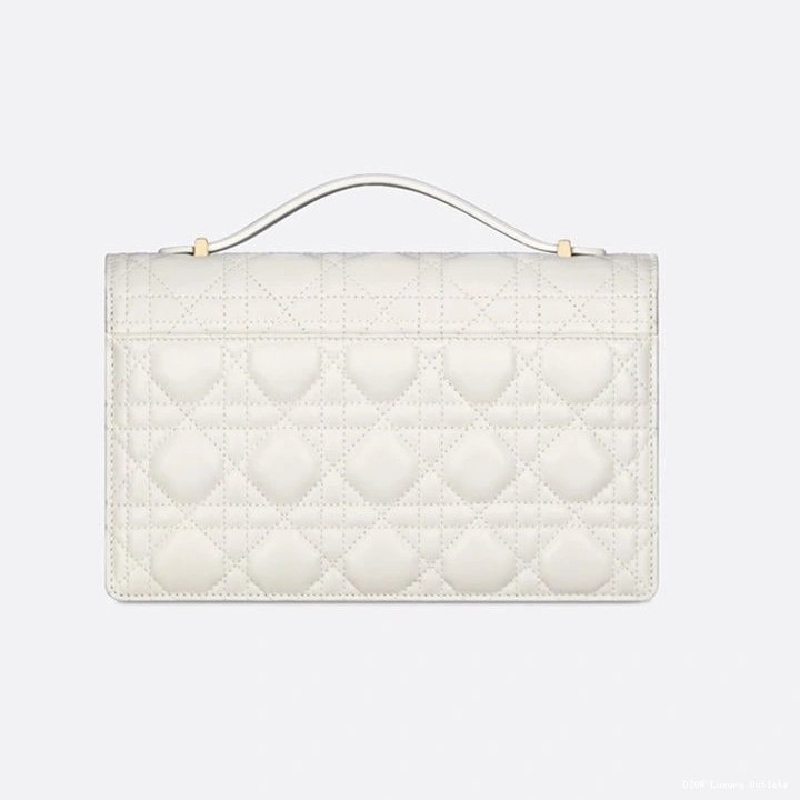 Cheap White Cannage Dior Lambskin Top Handle Bag Miss Small 0817 Luxury